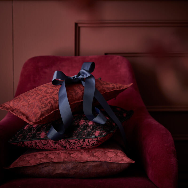 Housse de coussin Ottomane Fresque Burgundy 50x30 100% lin, , hi-res image number 0