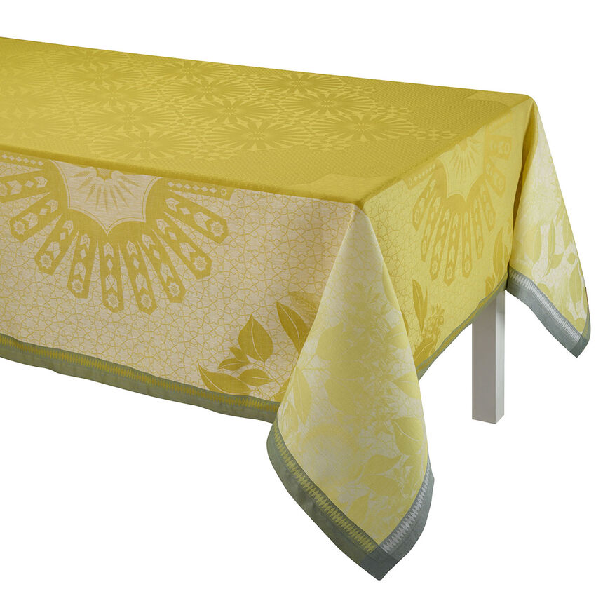 Tablecloth Jardin d'orient Yellow 69"x69" 100% linen, , hi-res image number 1