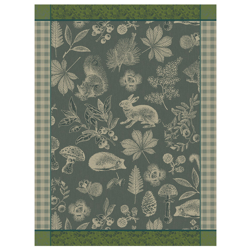 Tea towel Dans les bois Tableau Green 60x80 100% cotton, , hi-res image number 0