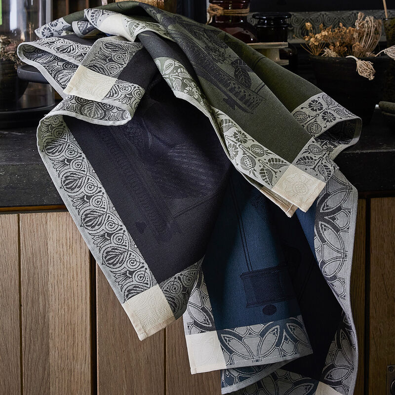 Tea towel Curiosit&eacute;s Animales Blue 24"x31" 100% cotton, , hi-res image number 1