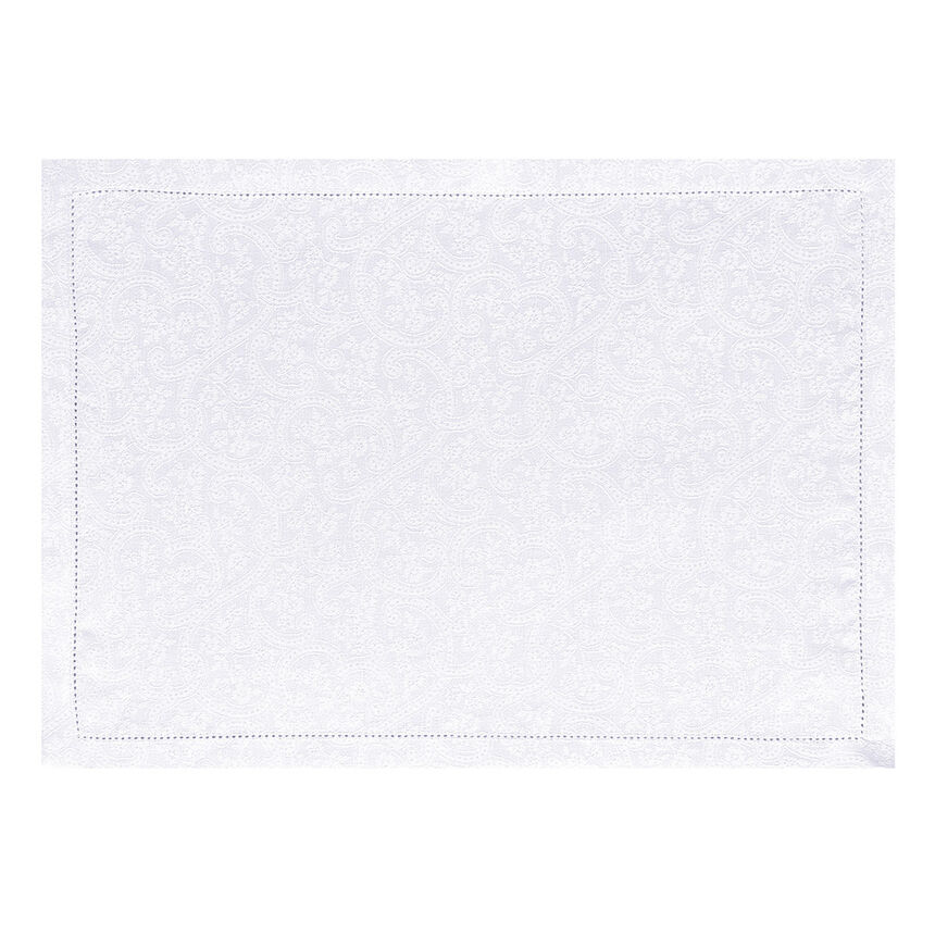 Placemat Portofino Fiori White 20"x14" 100% linen, , hi-res image number 1