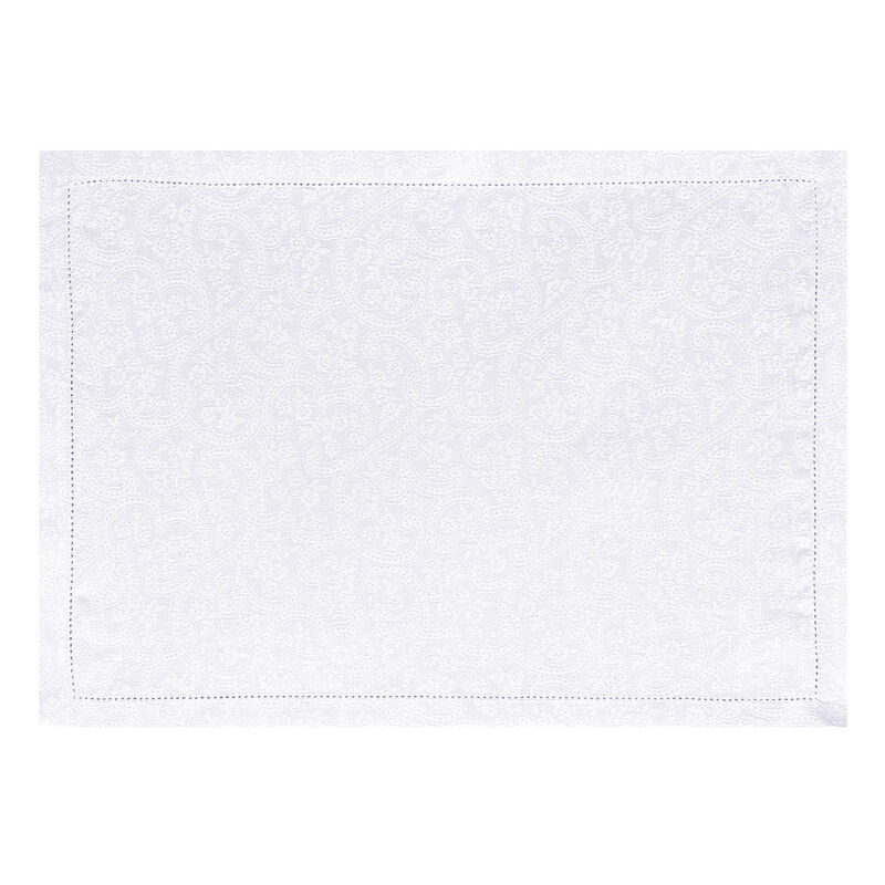 Placemat Portofino Fiori White 20"x14" 100% linen, , hi-res image number 1