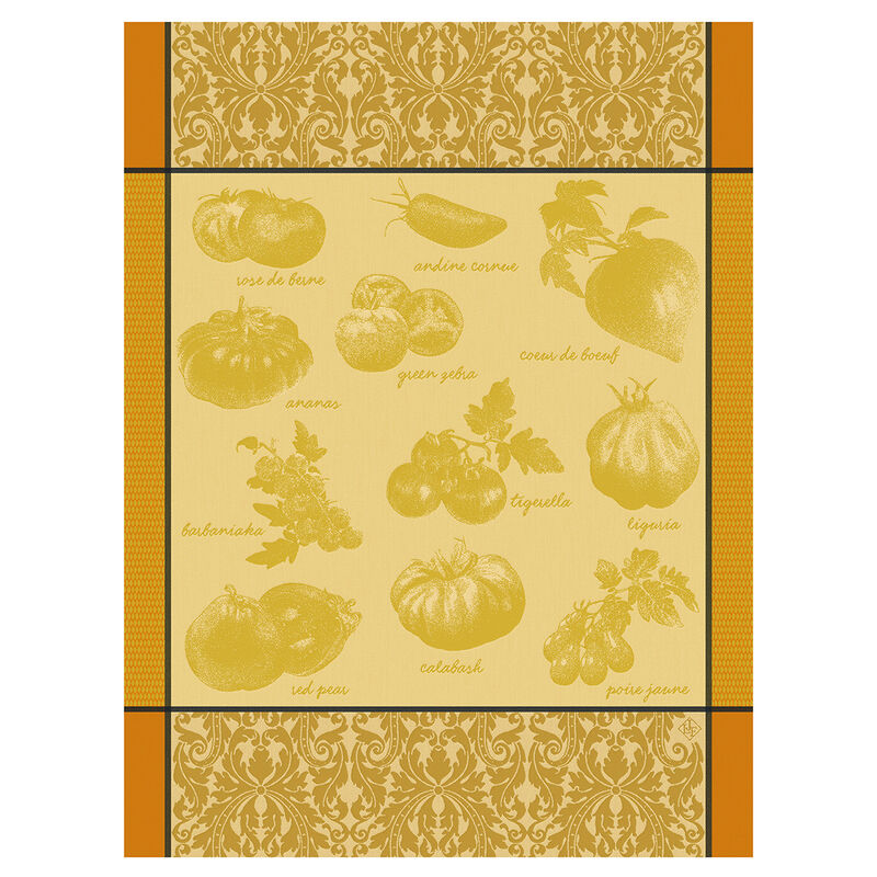 Tea towel Tomates Yellow 24"x31" 100% cotton, , hi-res image number 1