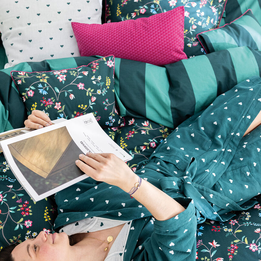 Duvet cover Vagabonde Green 68"X86"Twin 100% cotton, , hi-res image number 4