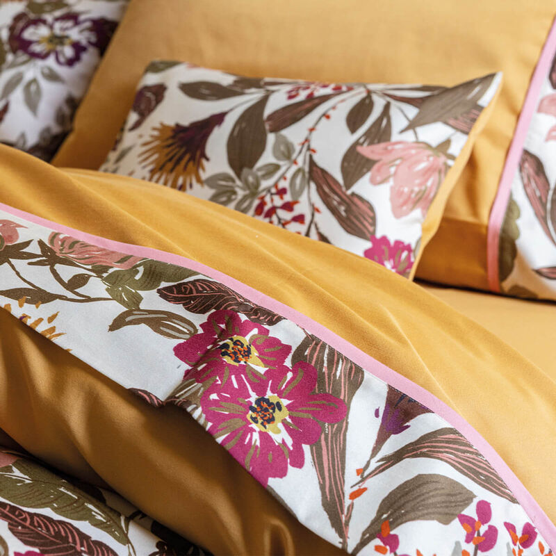 Flat sheets Panache de fleurs Yellow 75"X114"Twin 100% cotton, , hi-res image number 1