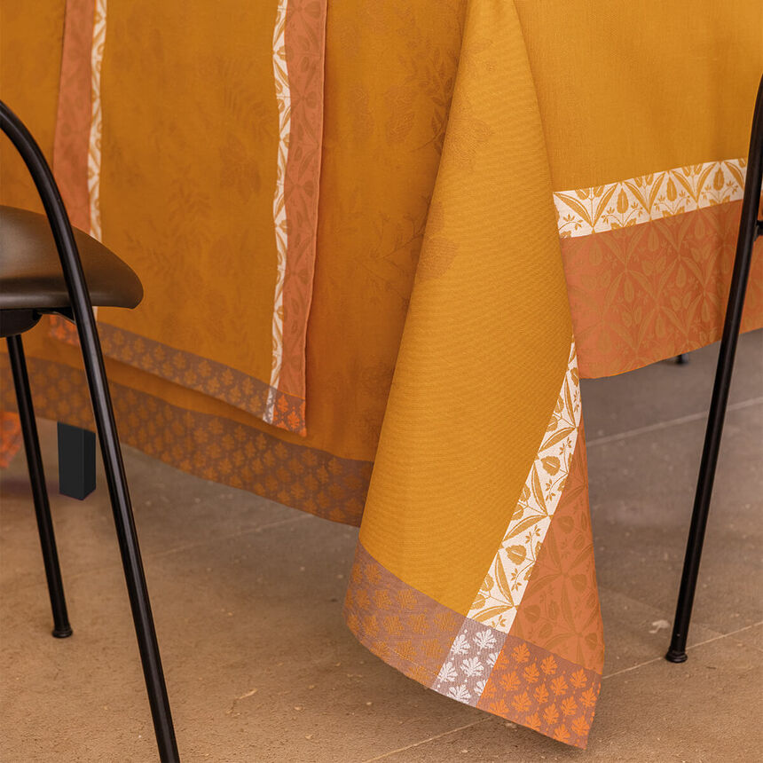 Tablecloth Manor lane Orange 69"x69" 100% cotton, , hi-res image number 1