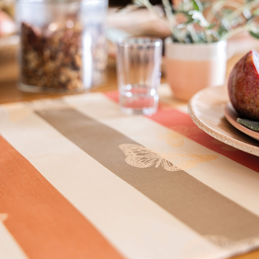 Nappe enduite Bal des papillons Enduit P&ecirc;che &Oslash;175 100% coton, , hi-res image number 1