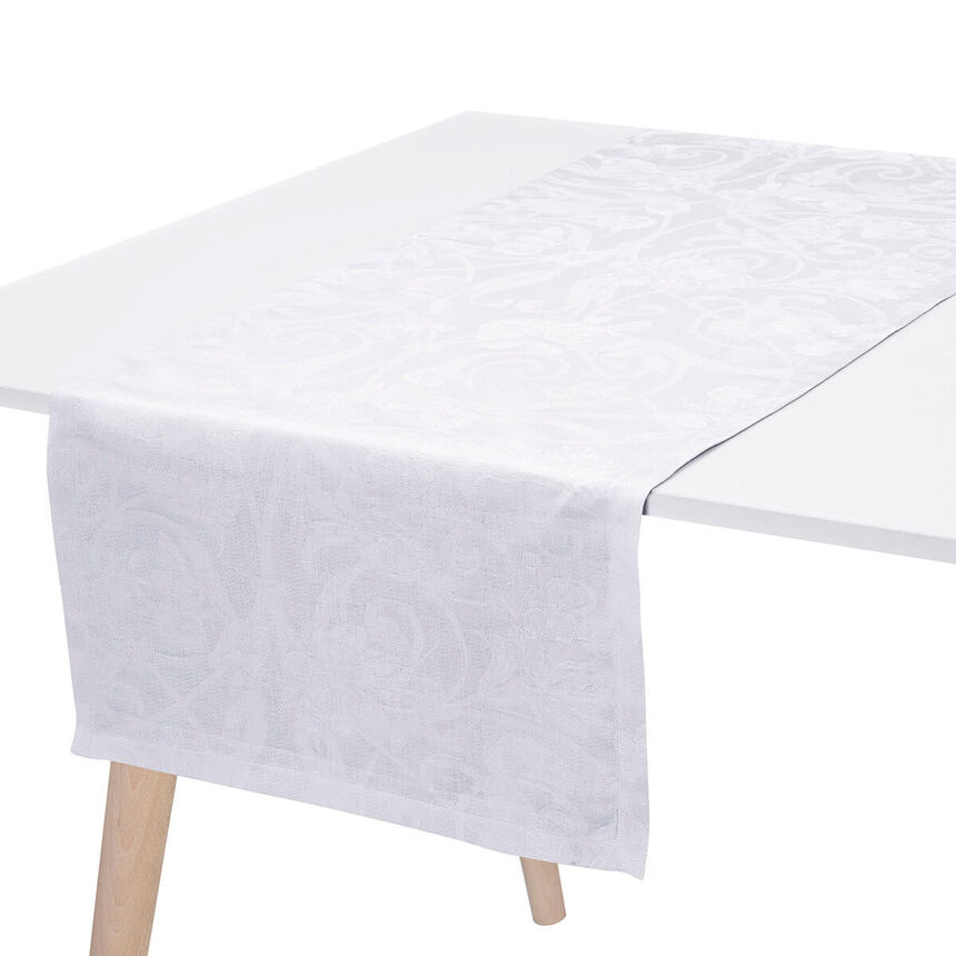Runner Tivoli White 20"x59" 100% linen, , hi-res image number 0