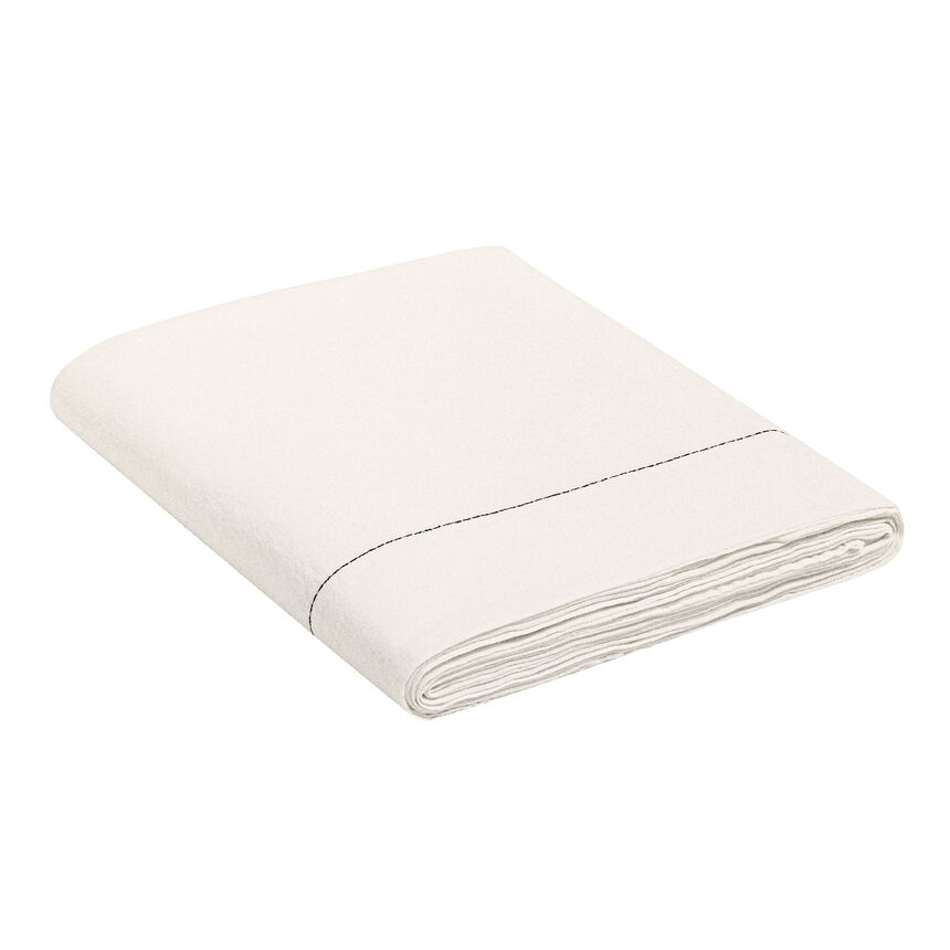 Drap plat Nuances Blanc 190X290 50% coton - 50% lin, , hi-res image number 0