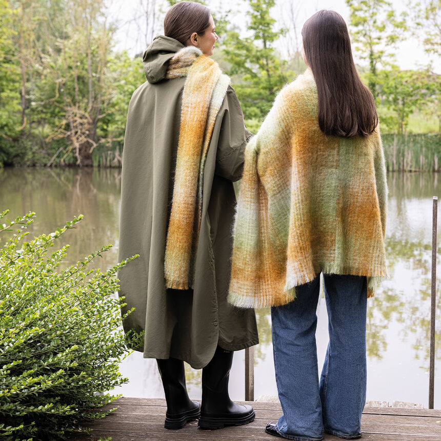 Poncho H&ocirc;tel particulier marqueterie Taille unique 100% mohair, , hi-res image number 0