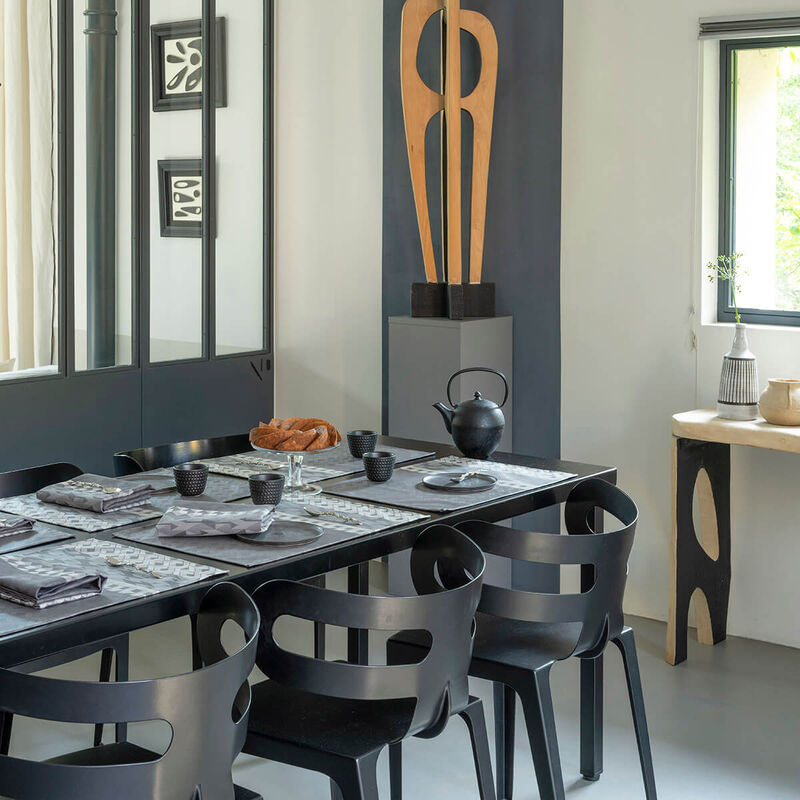 Coated placemat Caractère Enduit Grey 20"x14" 100% cotton, , hi-res image number 0