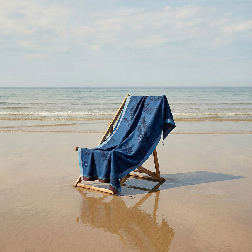 Drap de plage Oc&eacute;anique Abysse 100x200 100% coton, , hi-res image number 0