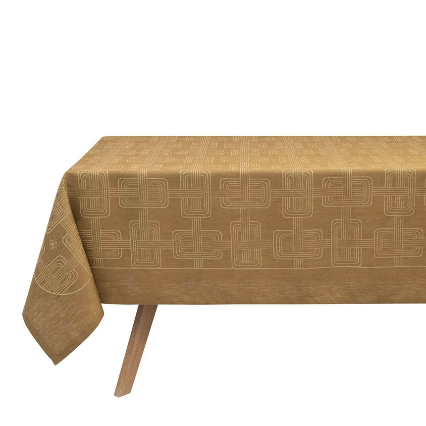 Tablecloth H&ocirc;tel particulier Brown 47"x47" 100% linen, , hi-res image number 1