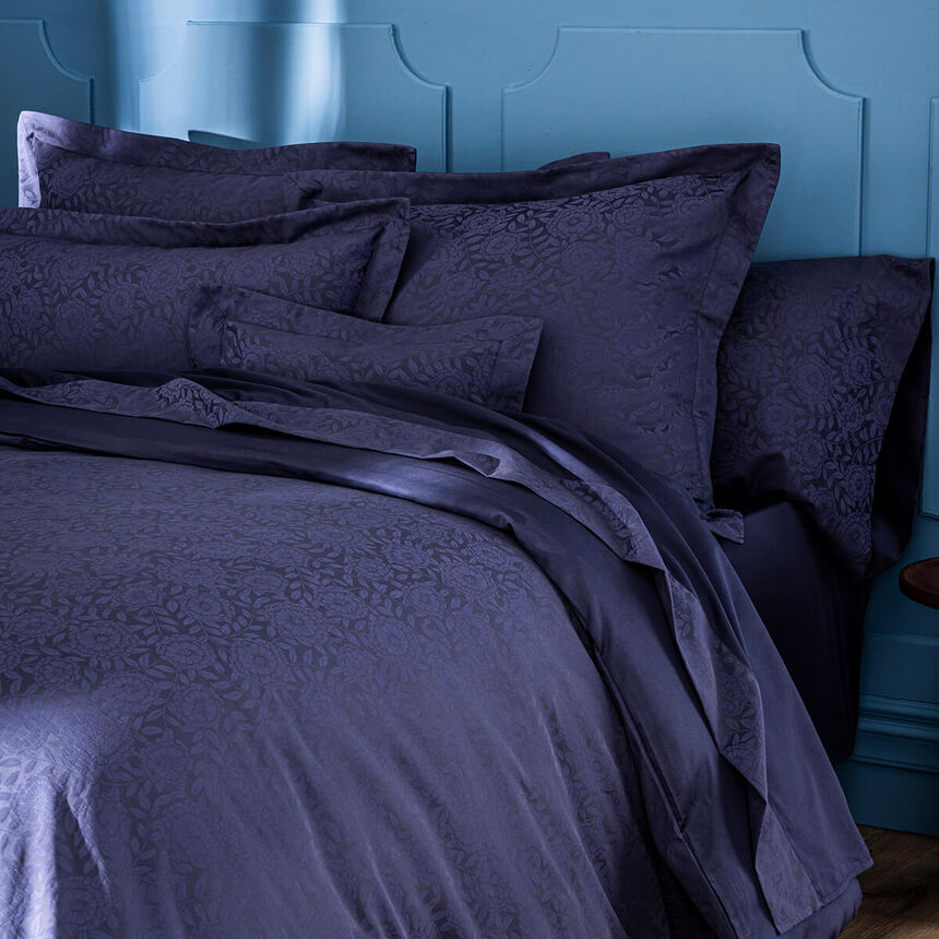 Pillowcase Flora Dark blue  100% cotton, , hi-res image number 1