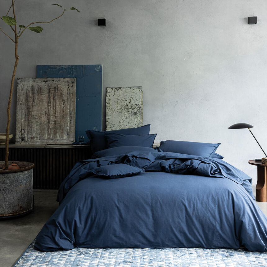 Duvet cover Eclat Blue 88"X92"Queen 100% cotton, , hi-res image number 1