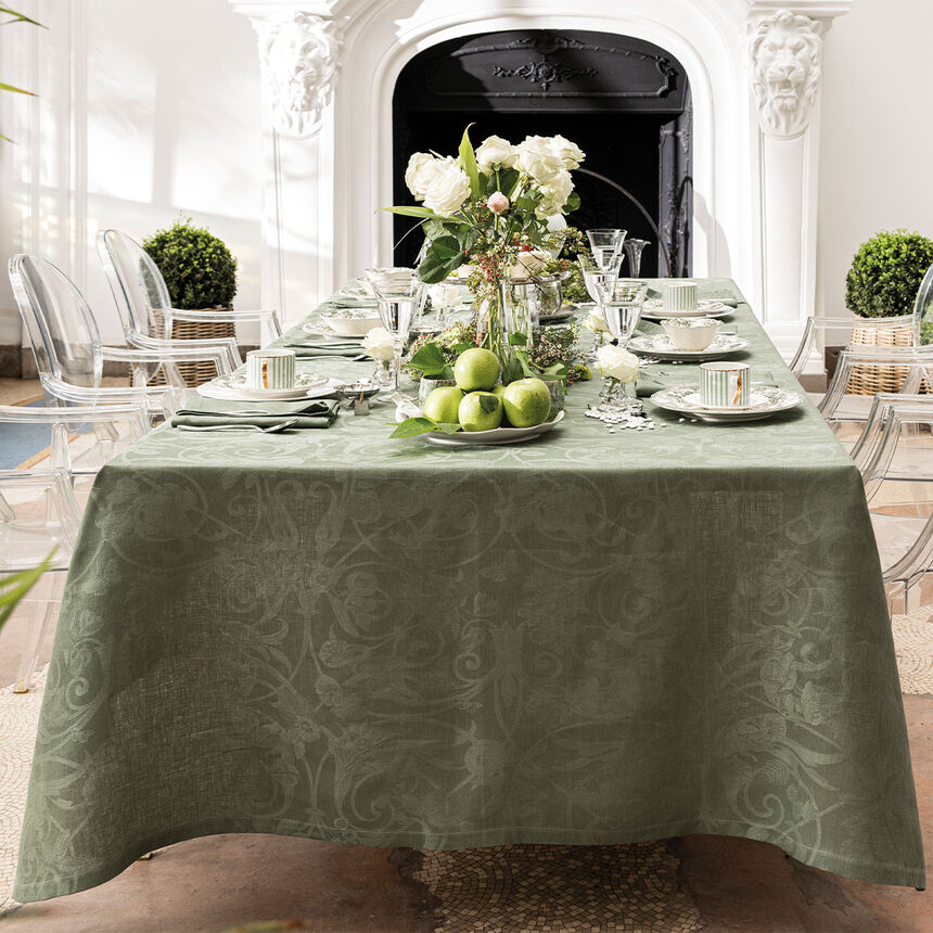 Tablecloth Tivoli Green 69"x69" 100% linen, , hi-res image number 2