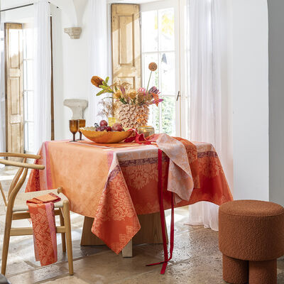 Coated tablecloth Mumbai Enduit Orange 150x260 100% cotton,  Coated tablecloth Mumbai Enduit Orange 150x260 100% cotton