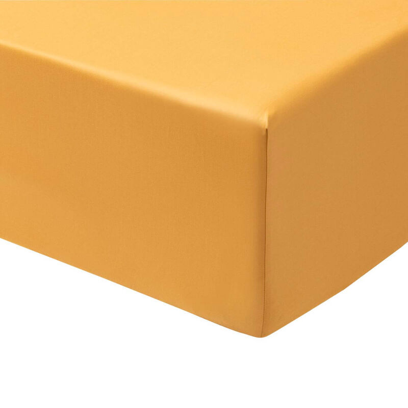 Fitted sheets Panache de fleurs Yellow 152X203X43 100% cotton, , hi-res image number 0