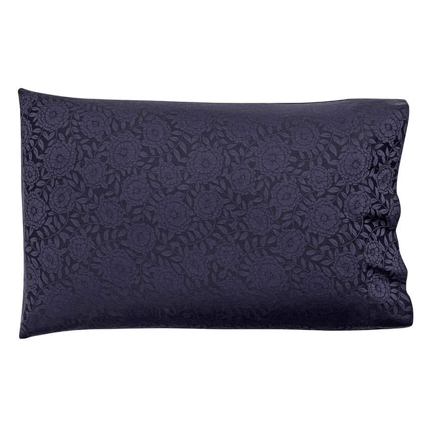 2 Pillowcases Flora Dark blue 22"X33"Standard,Pair 100% cotton, , hi-res