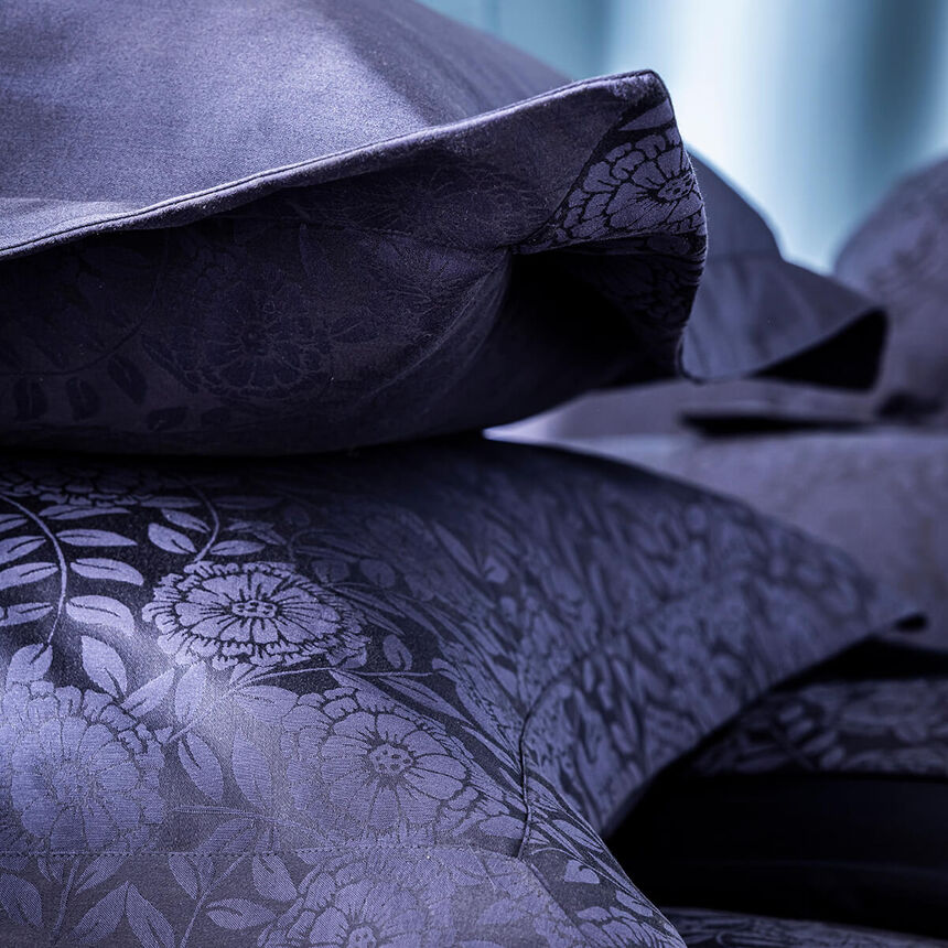 Shams Flora Dark blue 26"X26"Euro 100% cotton, , hi-res image number 2