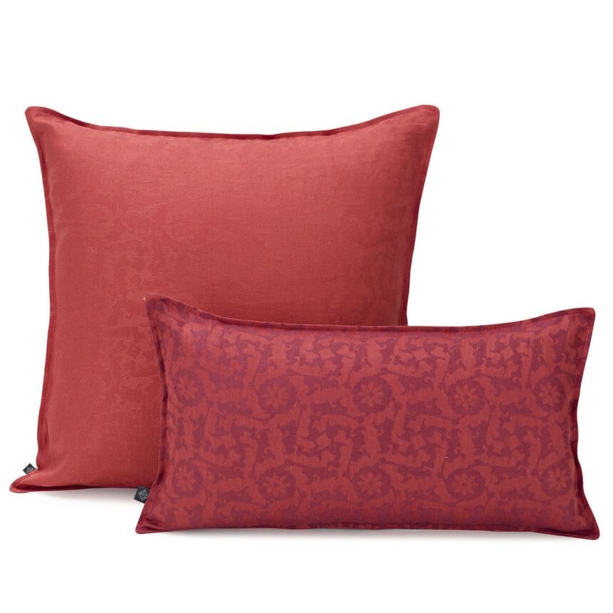 Cushion cover Ottomane Fresque Burgundy 20"x20" 100% linen, , hi-res image number 2