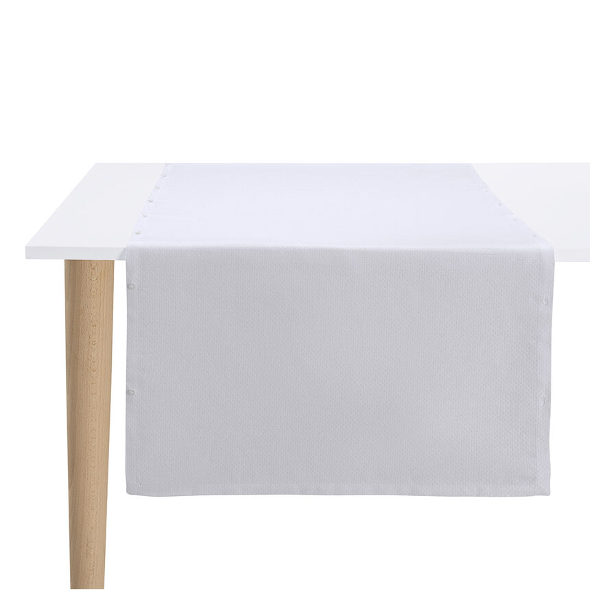 Runner Portofino Pluriel White 22"x69 100% linen, , hi-res image number 0