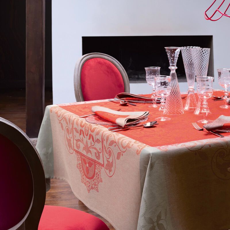 Tablecloth Venezia Cornelian 69"x69" 100% linen, , hi-res image number 0