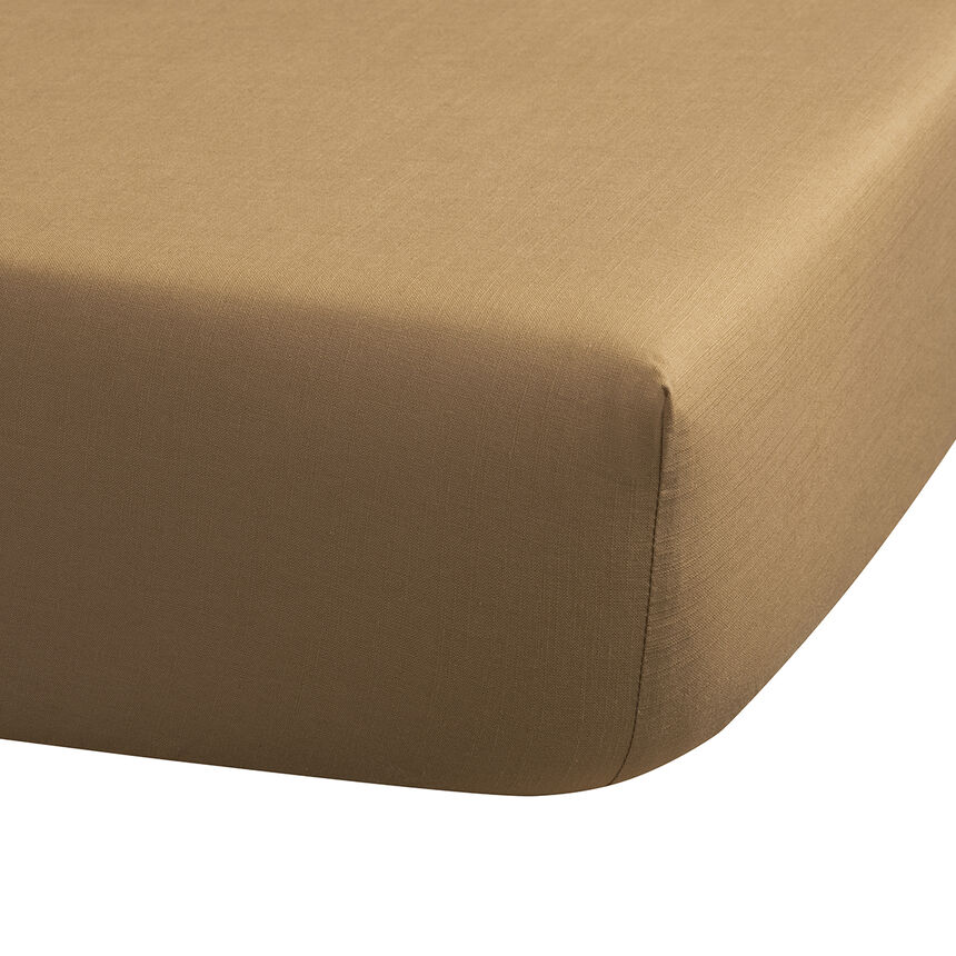 Fitted sheet Eclat Beige 39"X80"X15"Twin-X-Long 100% cotton, , hi-res image number 0