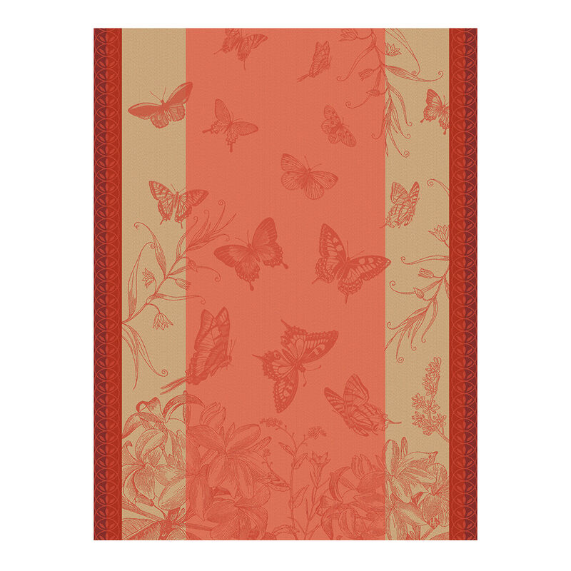 Tea towel Jardin des papillons Pink 24"x31" 100% cotton, , hi-res image number 0