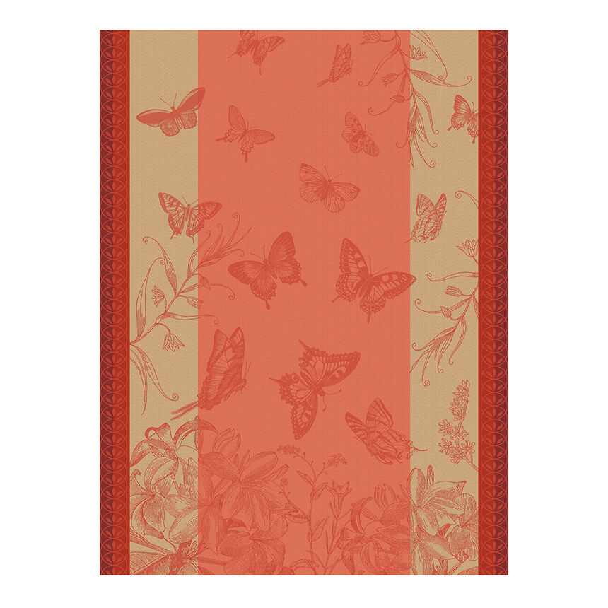Tea towel Jardin des papillons Pink 24"x31" 100% cotton, , hi-res image number 0