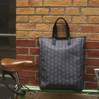 Hand-carried bag Picto Grey  100% cotton, acrylic coating. Garnish: Cattle leather, , hi-res image number 7