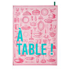 Tea towel À table Pink 24"x31" 100% cotton, , hi-res image number 1