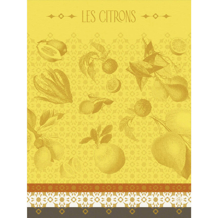Tea towel La beaut&eacute; du zeste Yellow 24"x31" 100% cotton, , hi-res image number 0