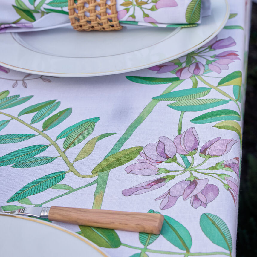 Tablecloth Pois de senteur Pink 150x150 50% cotton - 50 % linen, , hi-res image number 6