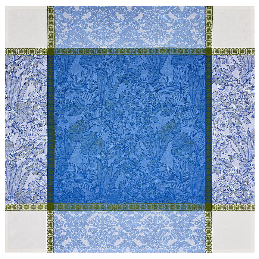 Tablecloth Escapade Tropicale Blue 47"x47" 100% linen, , hi-res image number 3