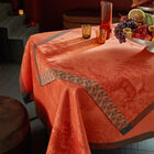 Tablecloth Forêt enchantée Orange 69"x69" 100% cotton, , hi-res image number 1