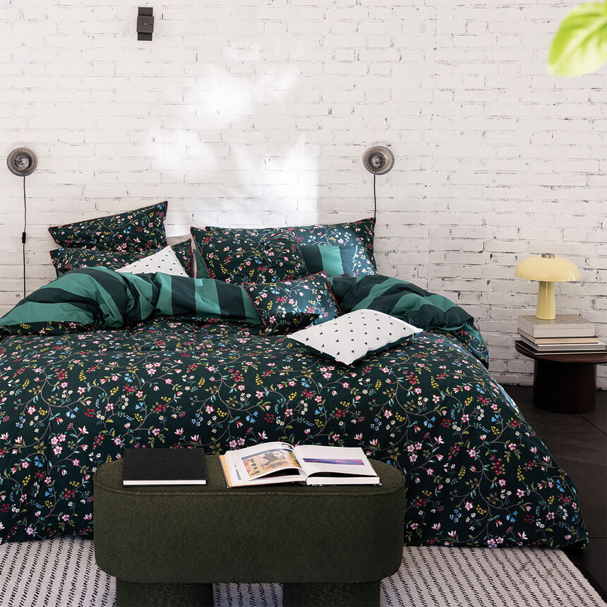 Duvet cover Vagabonde Green 68"X86"Twin 100% cotton, , hi-res image number 0