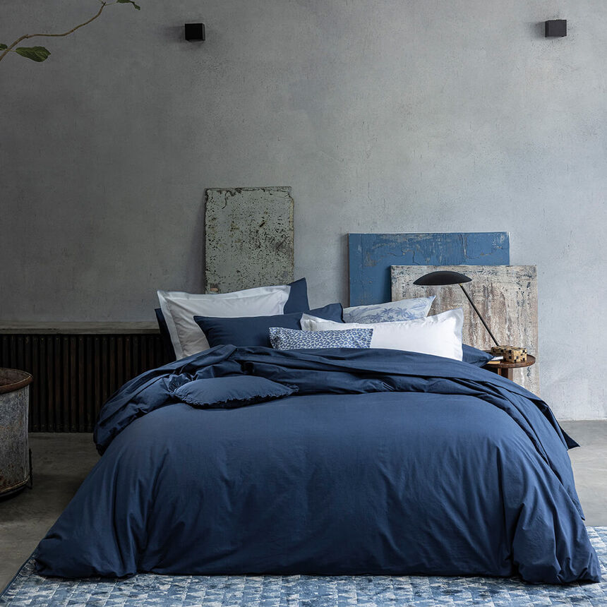Duvet cover Eclat Blue 88"X92"Queen 100% cotton, , hi-res image number 0