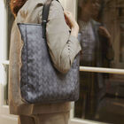 Hand-carried bag Picto Grey  100% cotton, acrylic coating. Garnish: Cattle leather, , hi-res image number 5