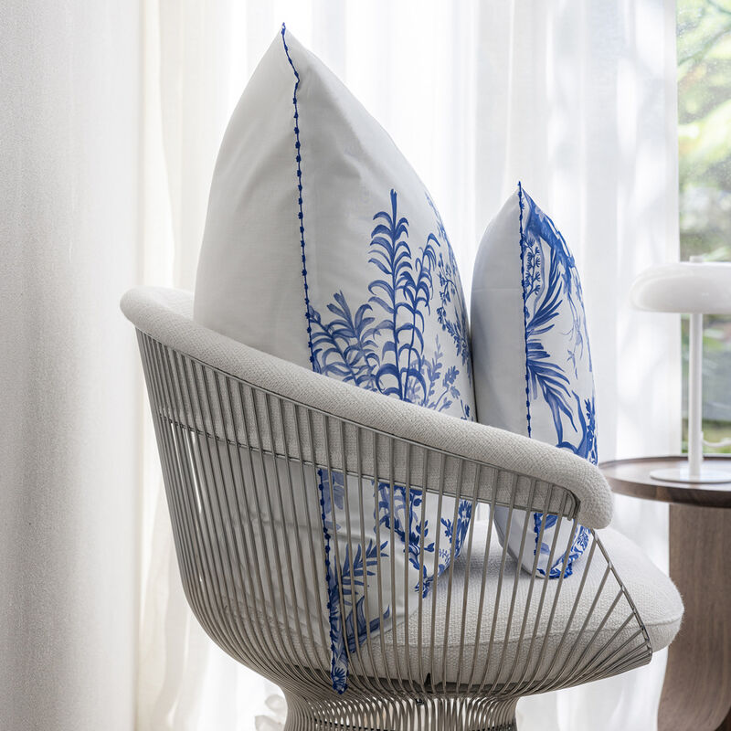 2 Pillowcases Jardin d'eden  Blue 56X84 100% cotton, , hi-res image number 0