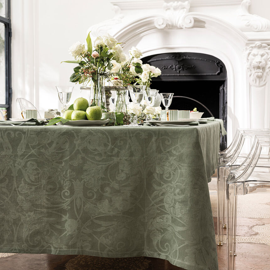 Tablecloth Tivoli Green 69"x69" 100% linen, , hi-res image number 3