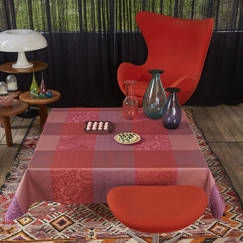 Coated tablecloth Fleurs de Kyoto Maple 69"x69" 100% cotton, , hi-res image number 0