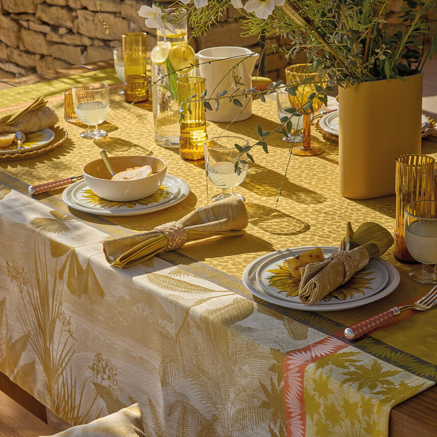 Tablecloth Sinhar&acirc;ja Yellow 175x175 100% cotton, , hi-res image number 2