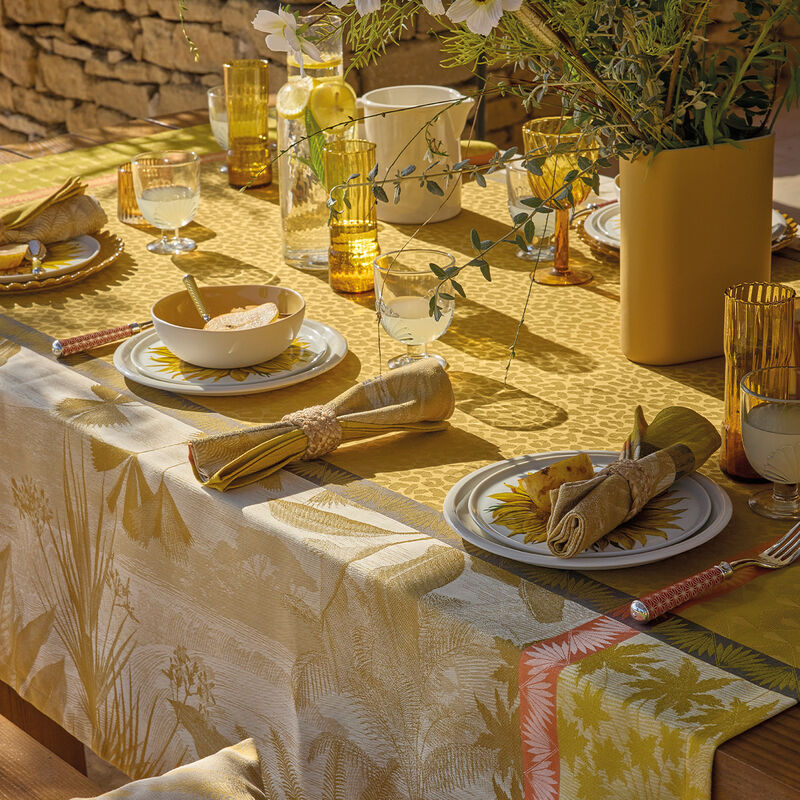 Tablecloth Sinharâja Yellow 69"x69" 100% cotton, , hi-res image number 2