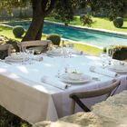 Tablecloth Venezia Ivoire Ivory 69"x69" 100% cotton, , hi-res image number 0