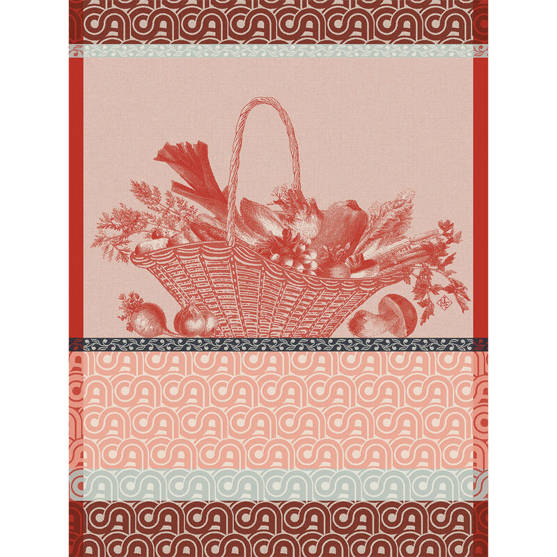 Tea towel Potager d'hiver Red 24"x31" 100% cotton, , hi-res image number 0