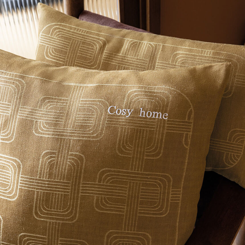 Cushion cover H&ocirc;tel particulier Brown 20"x20" 100% linen, , hi-res image number 5