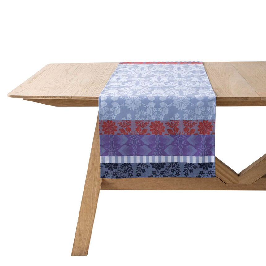 Chemin de table Gipsy Azur 50x150 100% coton, , hi-res
