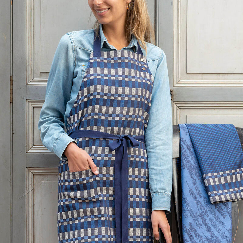 Apron Origin Rythme Blue 36"x39" 100% cotton, , hi-res image number 0