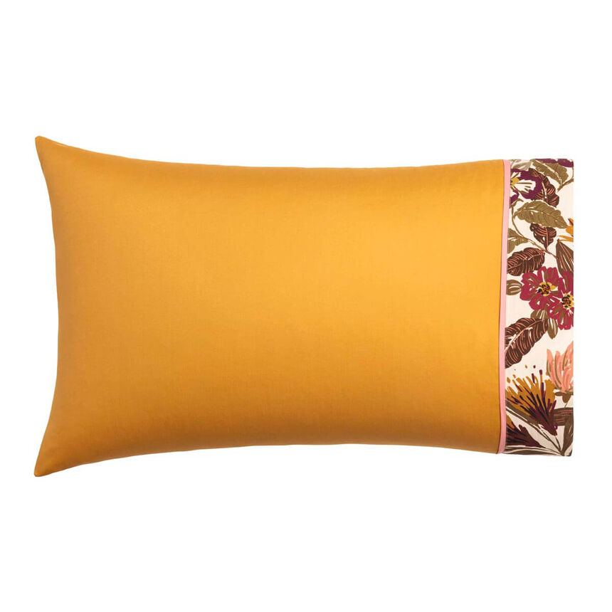 2 Pillowcases Panache de fleurs  Yellow 22"X42"King,Pair 100% cotton, , hi-res image number 1